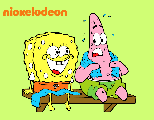 Bob Esponja y Patricio en bañador