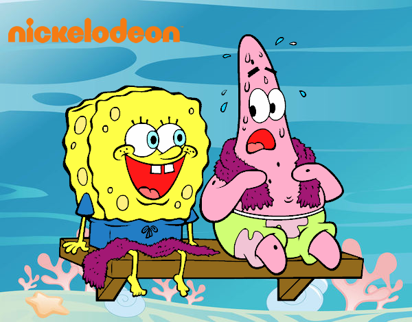 Bob Esponja y Patricio en bañador