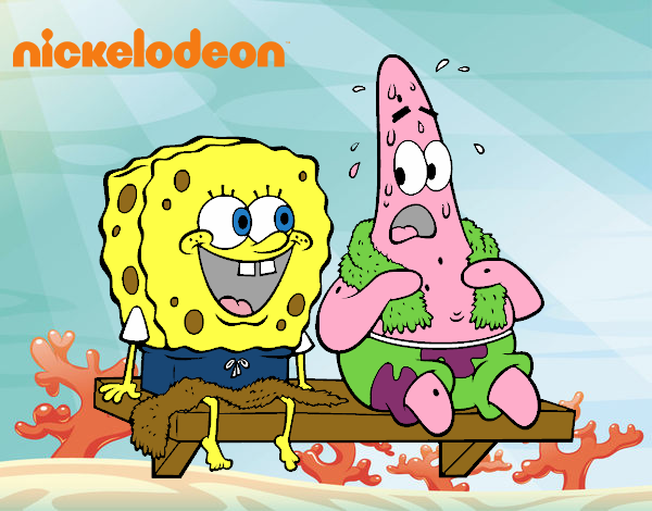 Bob Esponja y Patricio en bañador