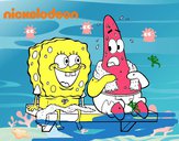 Bob Esponja y Patricio en bañador