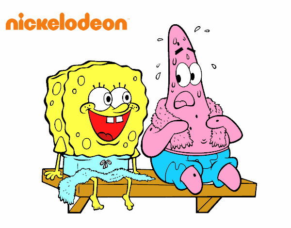 Bob Esponja y Patricio en bañador