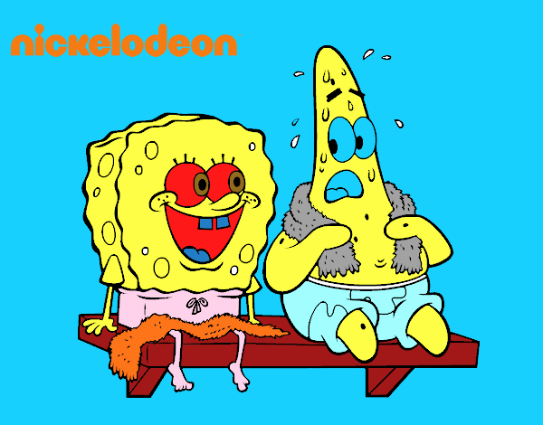 Bob Esponja y Patricio en bañador