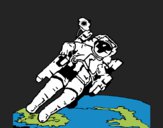 Dibujo Astronauta en el espacio pintado por kjdfshiudf