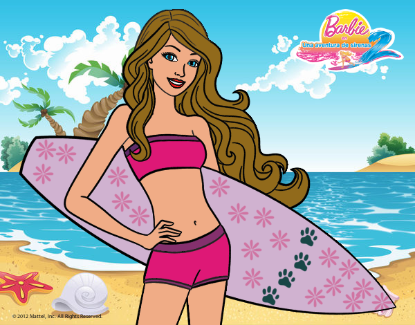 Barbie con tabla de surf