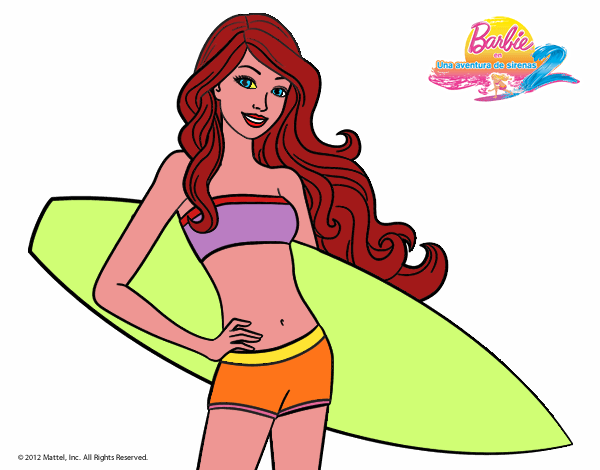 Barbie con tabla de surf