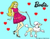 Barbie paseando a su mascota