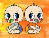 Dibujo Bebés gemelos pintado por Potte