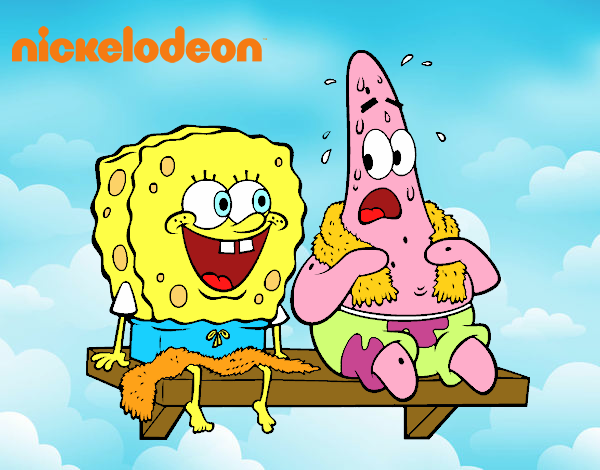 Bob Esponja y Patricio en bañador