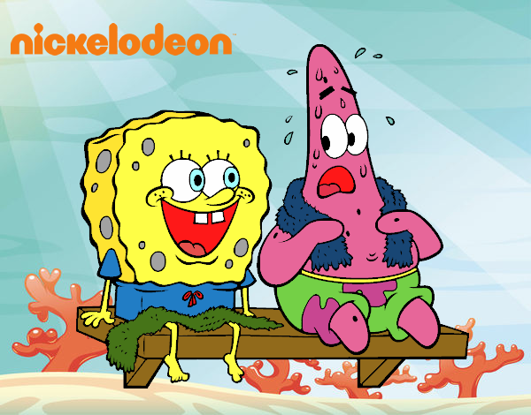 Bob Esponja y Patricio en bañador