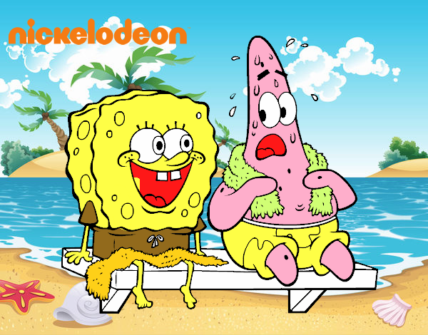 Bob Esponja y Patricio en bañador