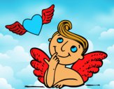 Cupido y corazón con alas