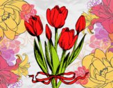 Dibujo Tulipanes con lazo pintado por helio