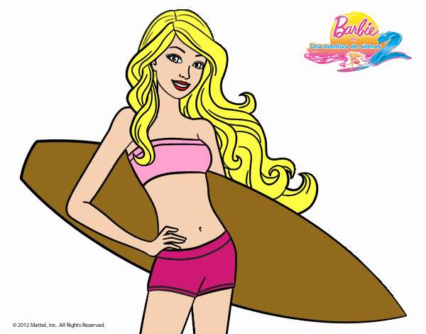 Barbie con tabla de surf