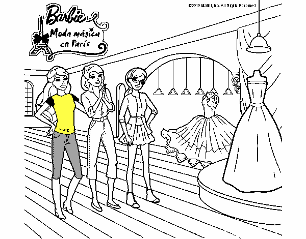 Barbie mirando vestidos