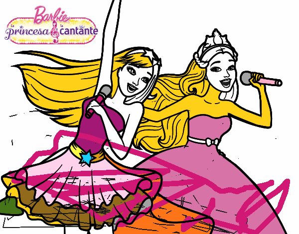 Barbie y la princesa cantando