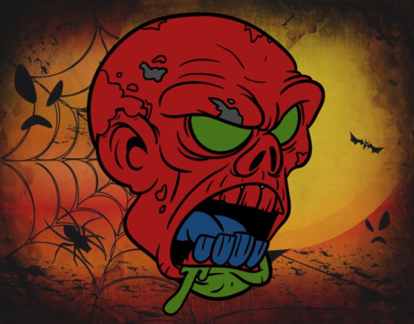 Dibujo Cabeza de zombi pintado por mimat