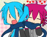 Miku y Len con bufanda