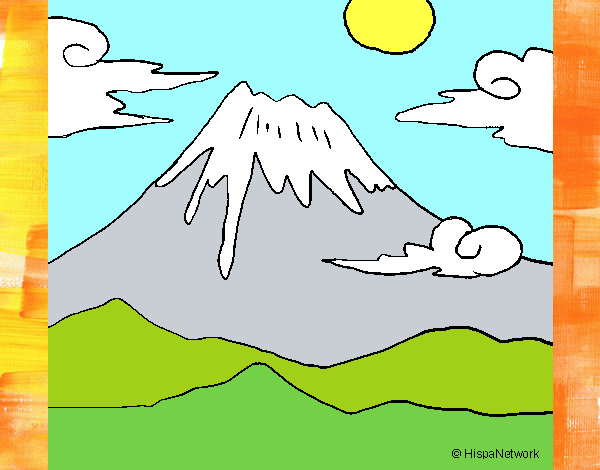 Dibujo Monte Fuji pintado por helio