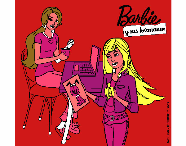 Barbie y su hermana merendando