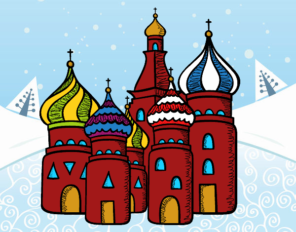 Dibujo Catedral de San Basilio de Moscú pintado por helio