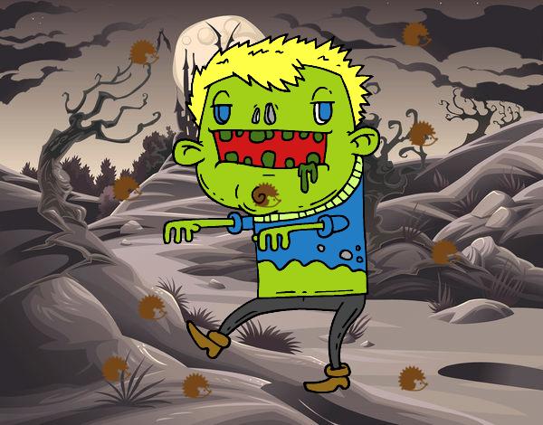 Dibujo Chico zombie pintado por umaima