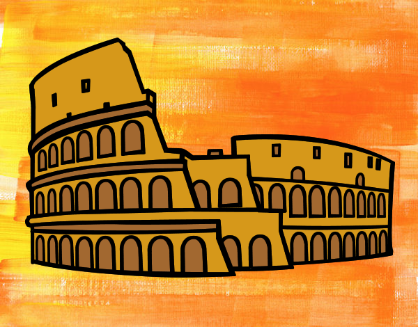 Dibujo Coliseo romano pintado por helio