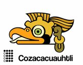 Dibujo Los días aztecas: el buitre Cozcaquauhtli pintado por Izha