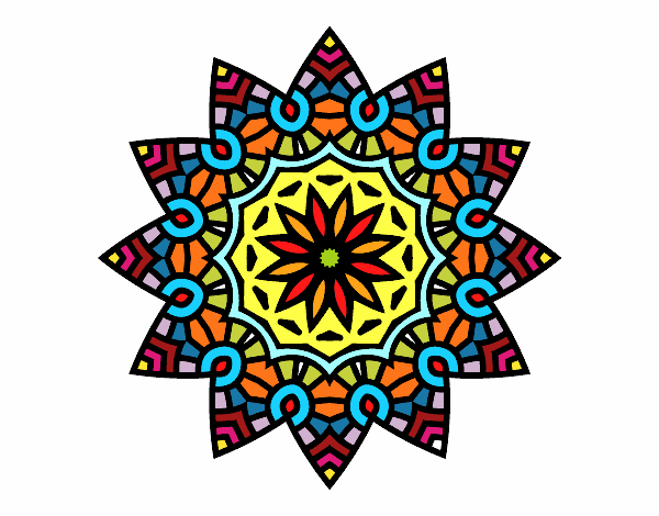 Dibujo Mandala estrella floral pintado por Linda CL