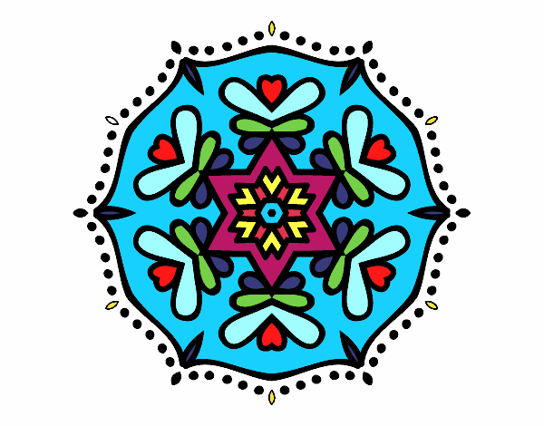 Dibujo Mandala simétrica pintado por Linda CL