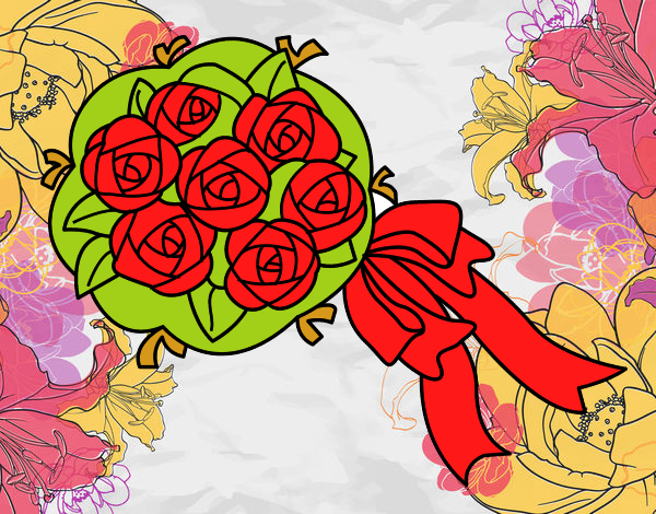 Dibujo Ramo de gardenias pintado por helio