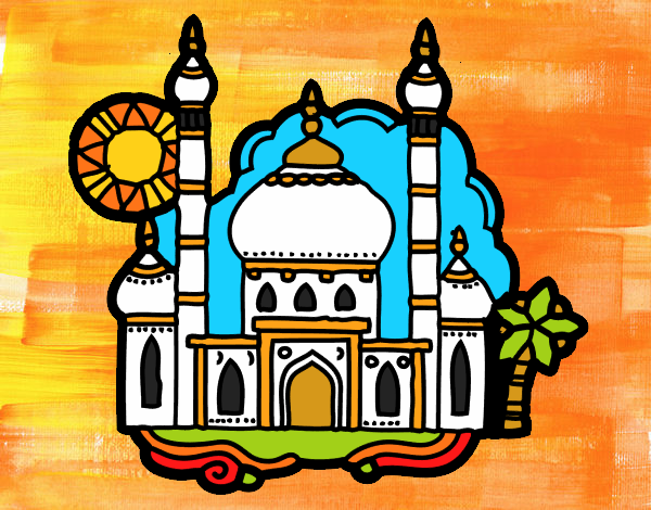 Dibujo Taj Mahal pintado por helio
