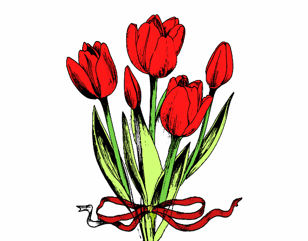 Dibujo Tulipanes con lazo pintado por Linda CL