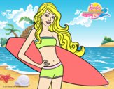 Barbie con tabla de surf