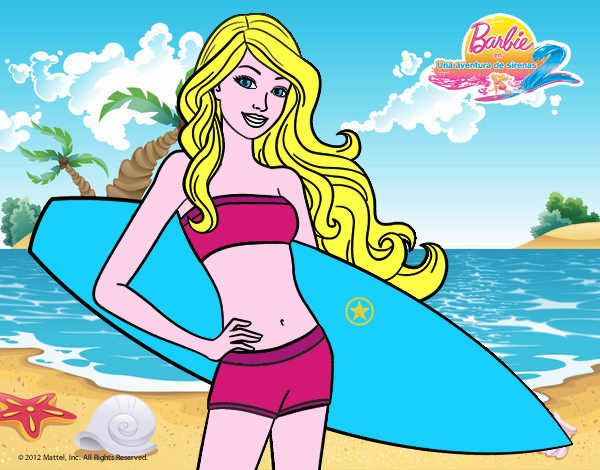 Barbie con tabla de surf