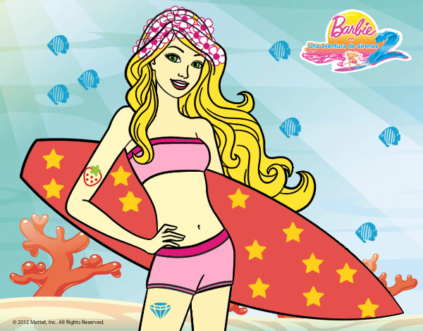 Barbie con tabla de surf