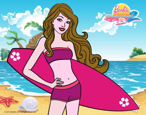 Barbie con tabla de surf