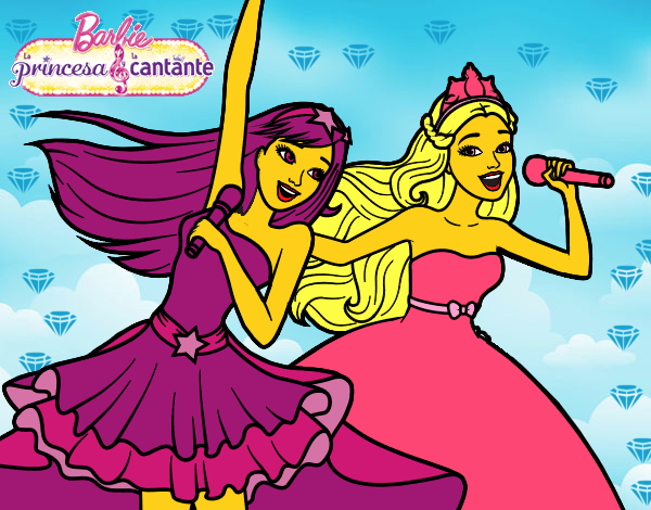 Barbie y la princesa cantando