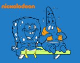 Bob Esponja y Patricio en bañador