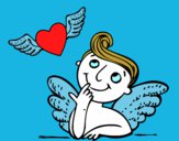 Cupido y corazón con alas