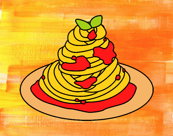 Dibujo Espaguetis a la boloñesa pintado por helio