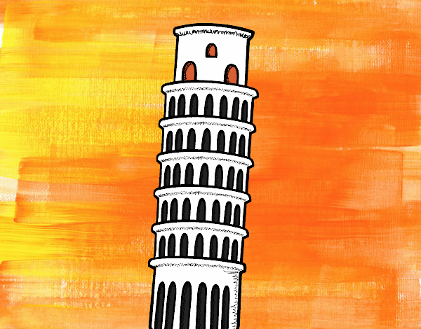 Dibujo La Torre de Pisa pintado por helio