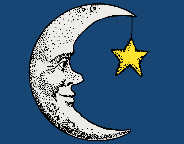 Dibujo Luna y estrella pintado por helio