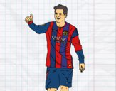 Dibujo Messi Barça pintado por colorista