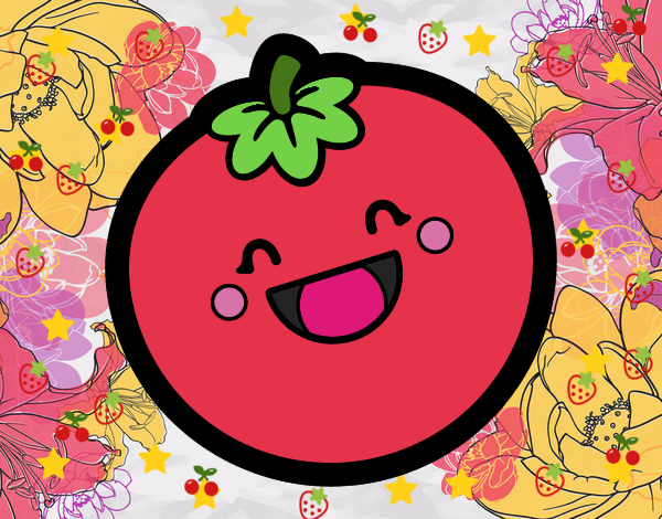 Dibujo Tomate sonriente pintado por esmelu