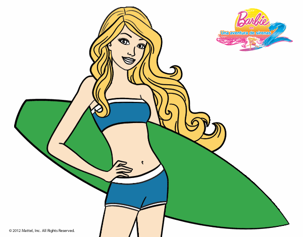 Barbie con tabla de surf