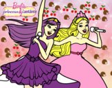 Dibujo Barbie y la princesa cantando pintado por yoglek