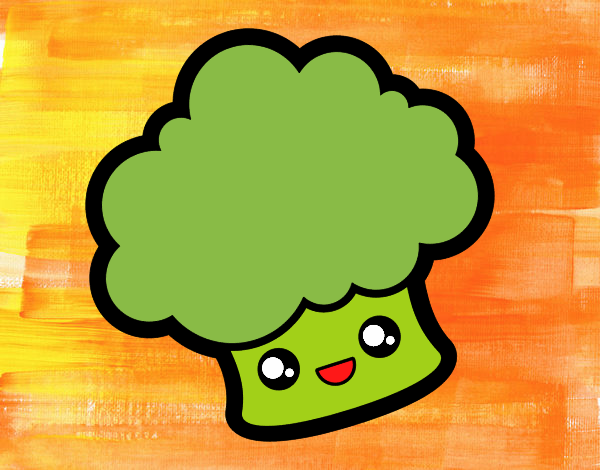 Dibujo Brócoli sonriente pintado por helio