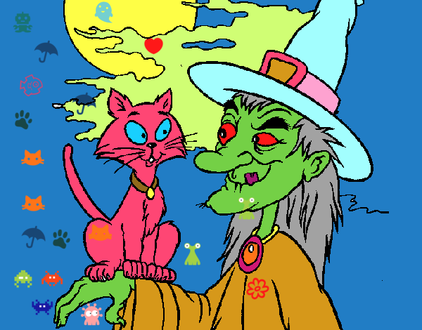 Bruja y gato