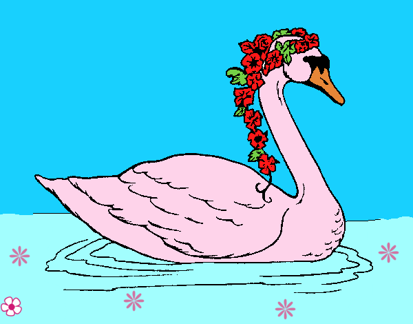 Cisne con flores