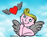 Cupido y corazón con alas